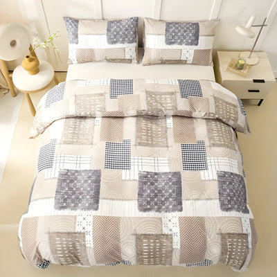 CozyNest Duvet Set - Gemütliches & Atmungsaktives Patchwork-Bettbezugsset