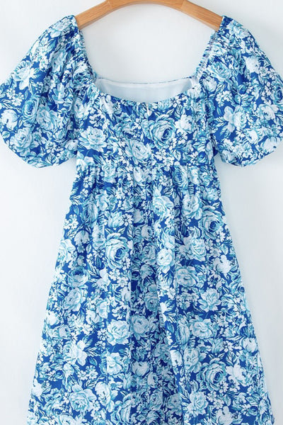 Floral Puff Sleeve Babydoll Mini Dress