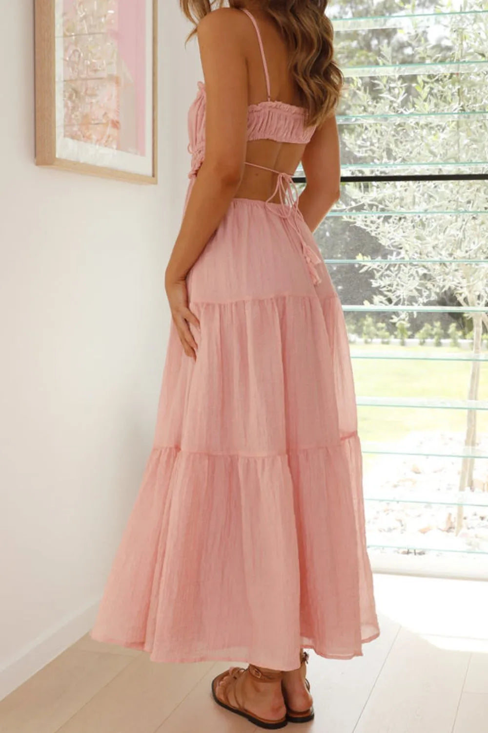 Cutout Square Neck Midi Cami Dress