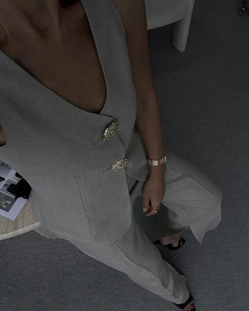 Dora Eleganz | Stilvolles Set aus ärmelloser Weste und Anzug