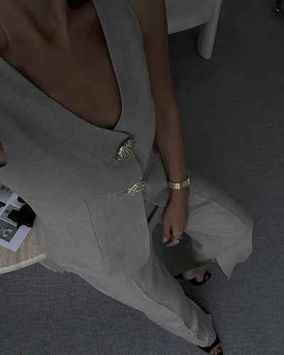 Dora Eleganz | Stilvolles Set aus ärmelloser Weste und Anzug