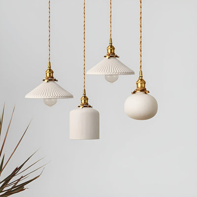AmberZen Light – Vintage Keramik Glas Pendelleuchte