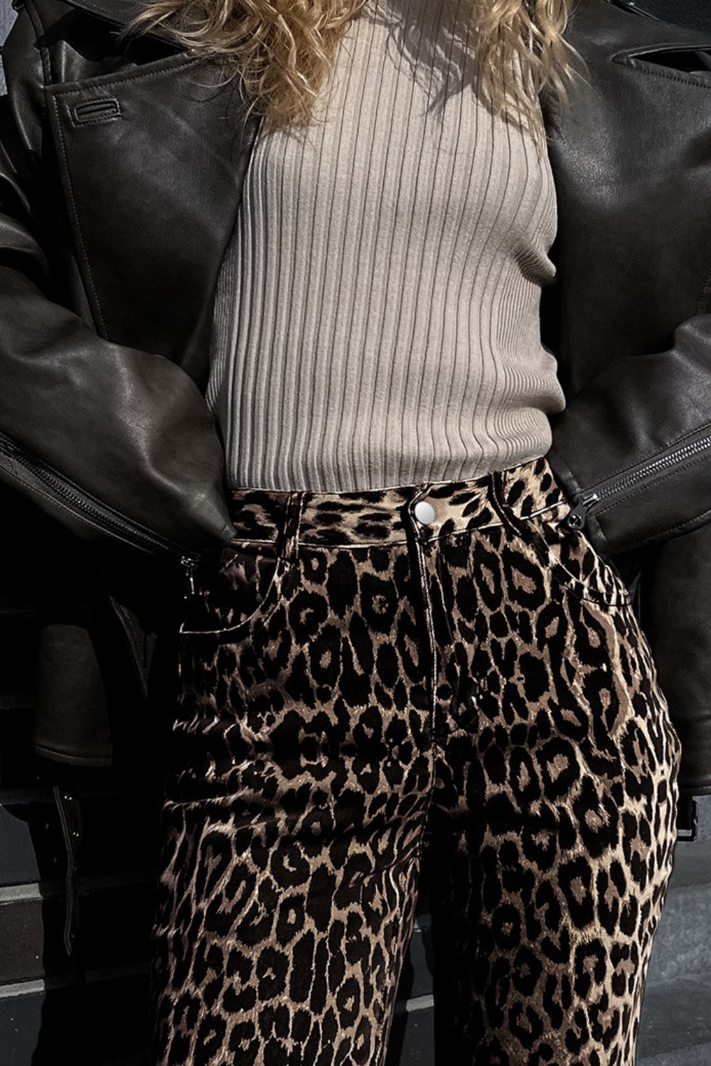 Leopard Wide Leg Pants with Pockets