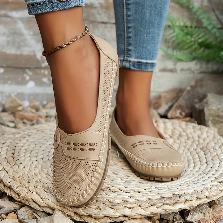 Halbschuhe für Damen - Atmungsaktive Mokassins mit fußbett für Sommer