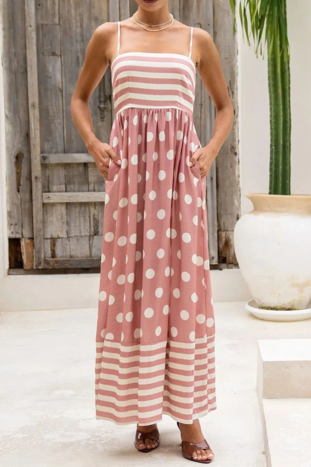 Polka Dot Square Neck Cami Dress