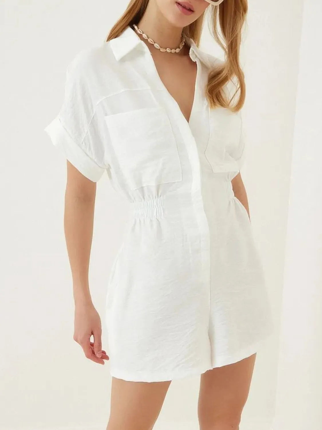 Johnny Collar Short Sleeve Romper