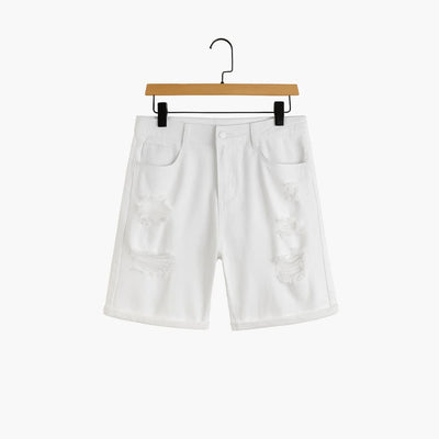 Herren Slim Fit Jeansshorts mit Stretch und Umschlag-Saum