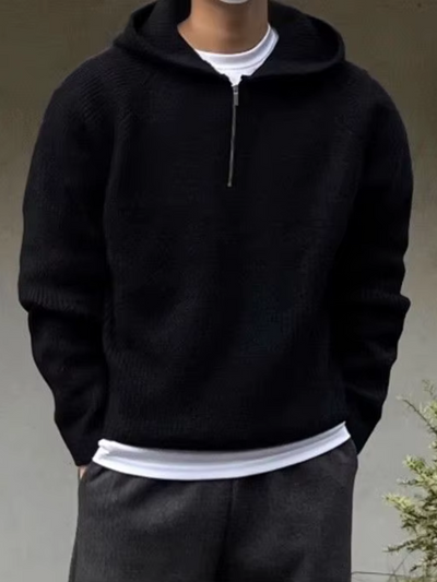 CAELAN – Der elegante strick-hoodie mit halbem zipper