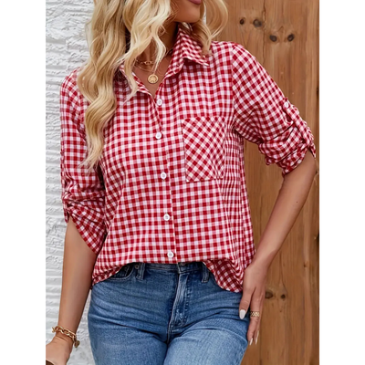 Lässiges Button-Down-Hemd für Damen | Rot