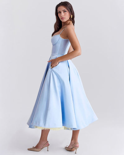 Paula | Duchesse-Satin Midikleid Mit Corsage