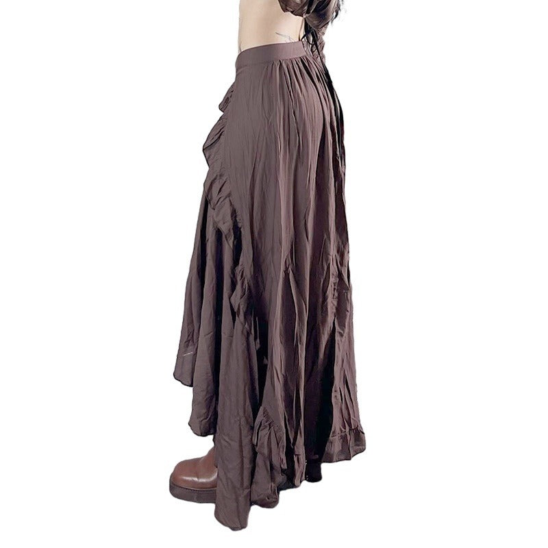 Gothic Style Tiered Skirt Brown