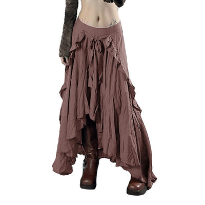 Gothic Style Tiered Skirt Brown