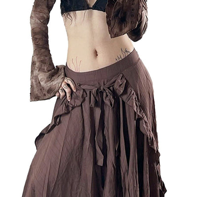 Gothic Style Tiered Skirt Brown