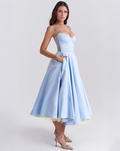 Paula | Duchesse-Satin Midikleid Mit Corsage