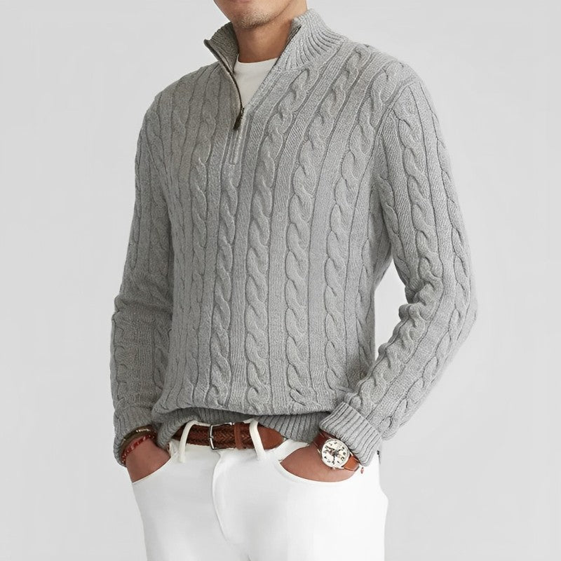 Troyer für Herren - Gestrickter Pullover mit Reißverschluss für Übergangszeit