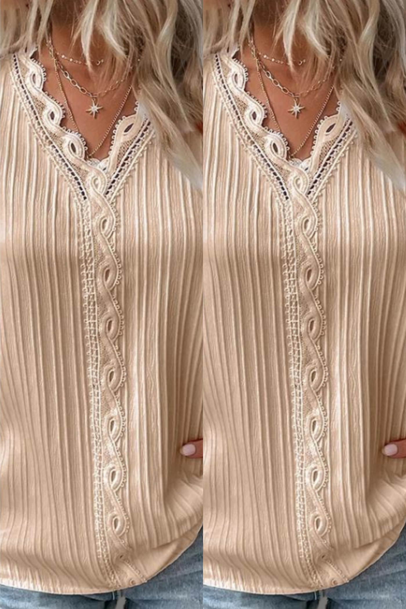 Heidi-Mode | Stilvolles V-Ausschnitt Spitzenoberteil