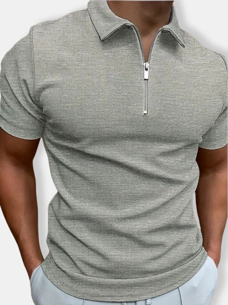 Herren Stilvolles Reißverschluss Polo Hemd | Kurze Ärmel