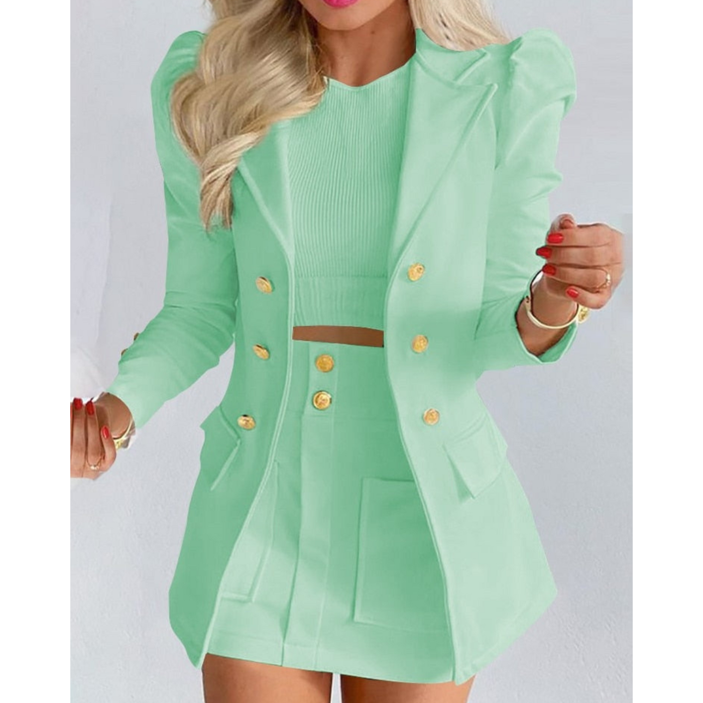 EleganzKomfort | Hochwertiges Blazer-Rock Set für Herbst und Winter