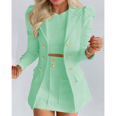 EleganzKomfort | Hochwertiges Blazer-Rock Set für Herbst und Winter