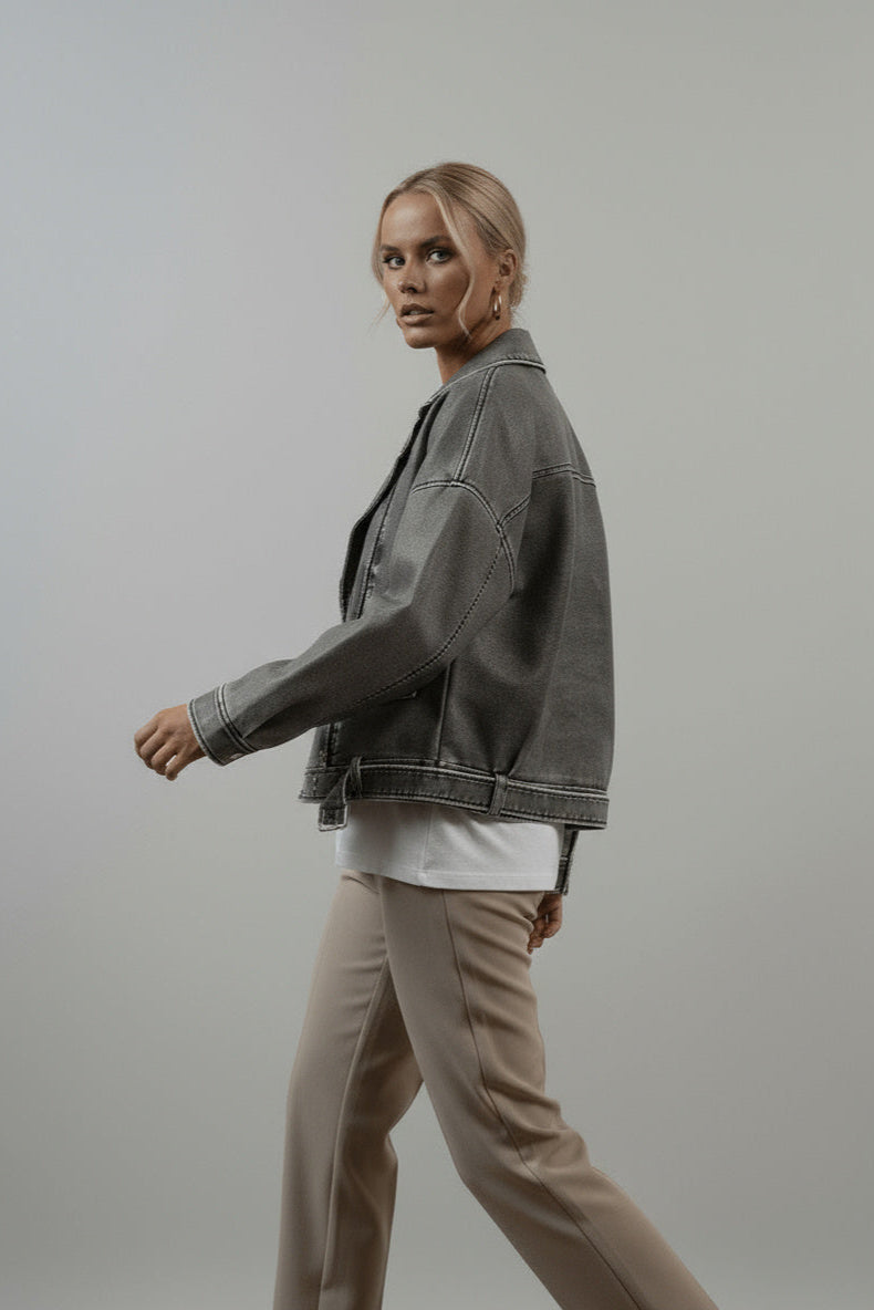 Saskia | Oversize Bikerjacke Kunstleder