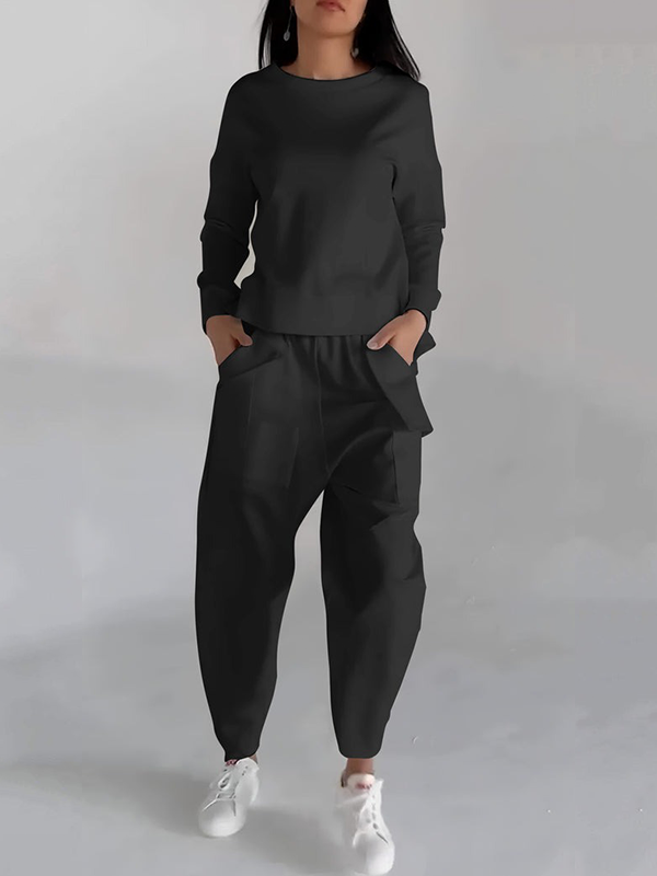 CASUAL RUNDHALS-ZWEITEILER MIT LANGARM