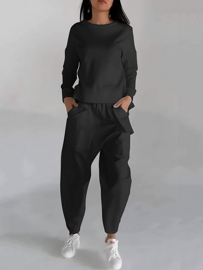 CASUAL RUNDHALS-ZWEITEILER MIT LANGARM