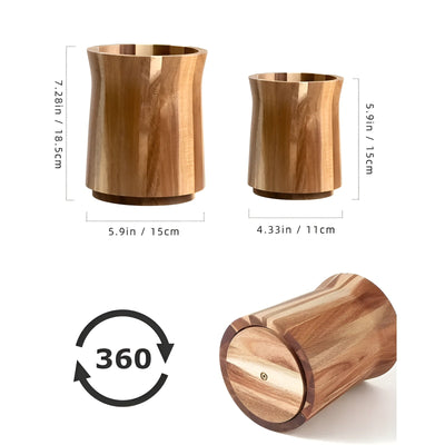 Utensilienhalter aus Akazienholz – Drehbar und Robust | Küchenorganizer im Rustikalen Design