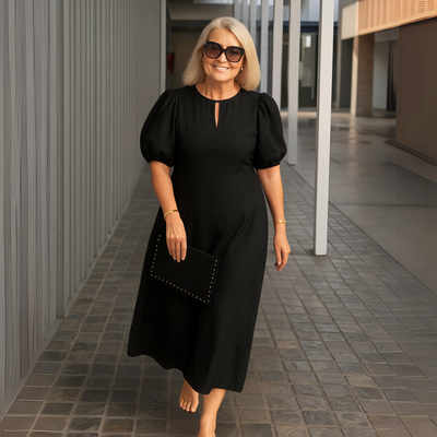 Els™ | Elegantes schlichtes Kleid mit V-Ausschnitt