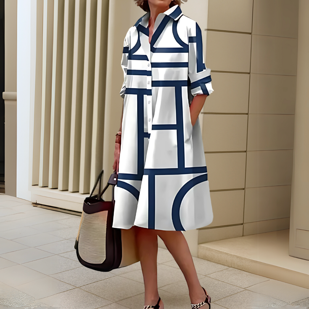 Helena™ | Elegantes Kleid mit geometrischem Muster
