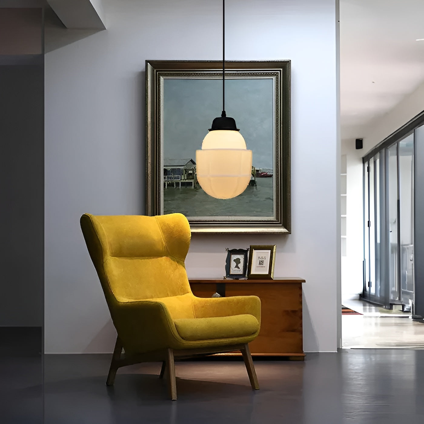 Hängelampe aus Milchglas – Vintage Design mit Geometrischem Glas