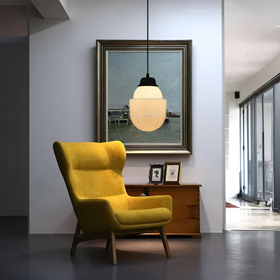 Hängelampe aus Milchglas – Vintage Design mit Geometrischem Glas