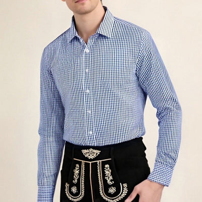 Men's Oktoberfest Bavarian Plaid Long Sleeve Shirt