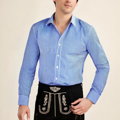 Men's Oktoberfest Bavarian Plaid Long Sleeve Shirt