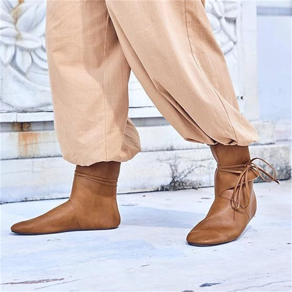 Medieval Ankle Boots with Side Lacing