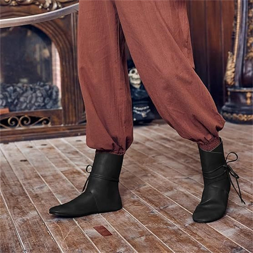 Medieval Ankle Boots with Side Lacing