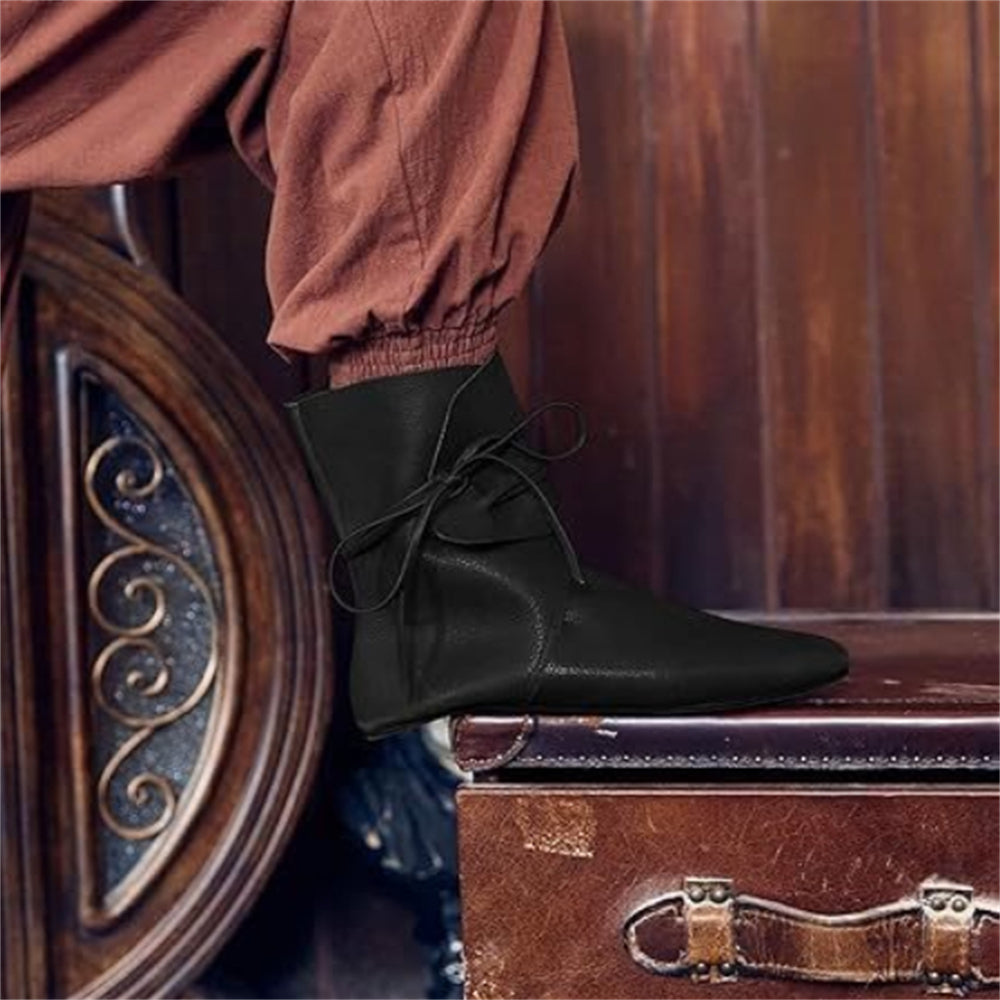 Medieval Ankle Boots with Side Lacing