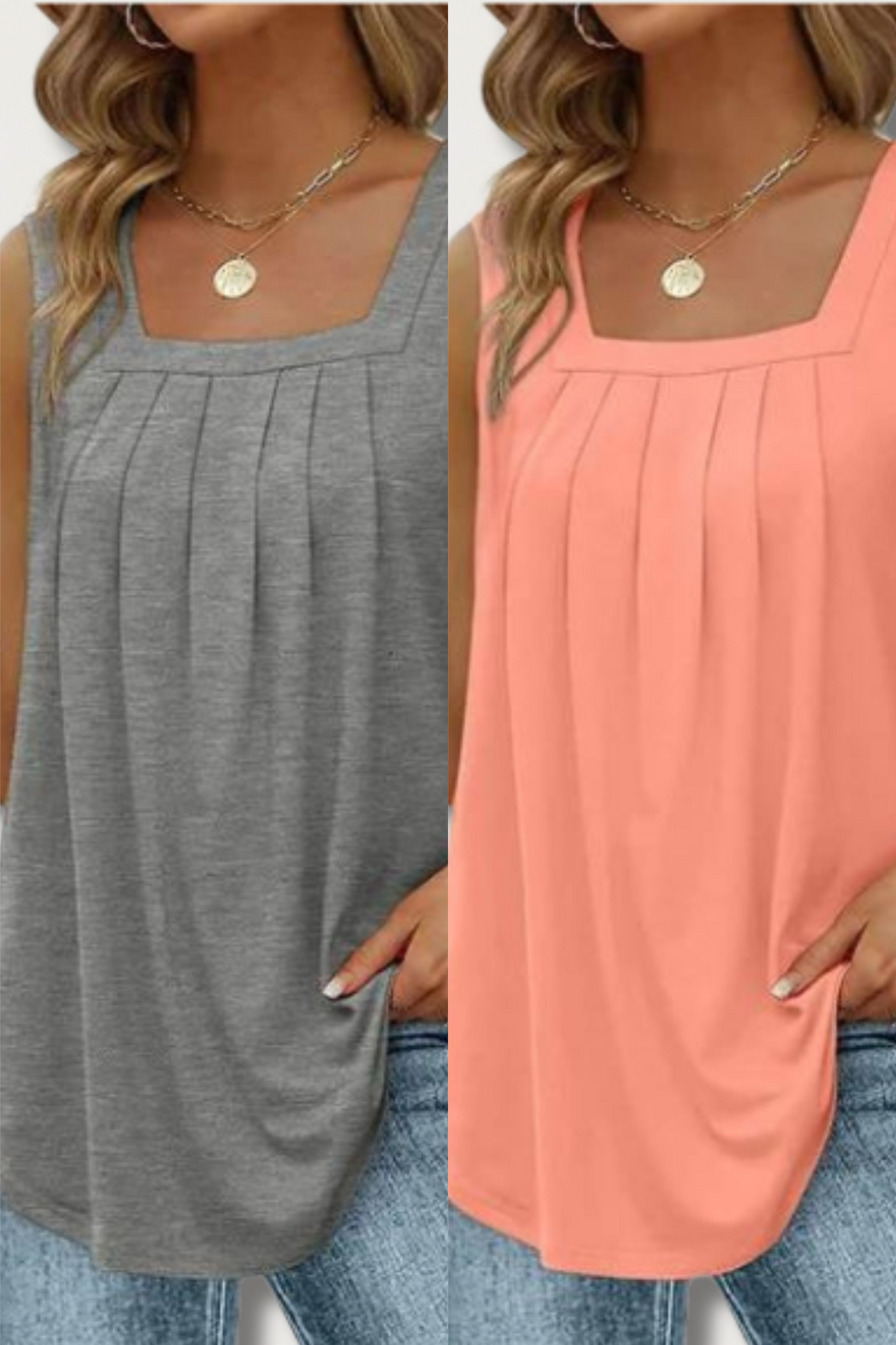 Heidi-Mode | Lässiges Falten Quadrat-Ausschnitt Top