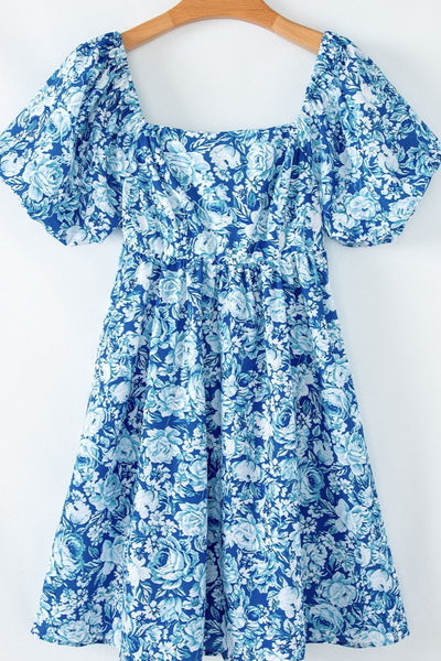 Floral Puff Sleeve Babydoll Mini Dress