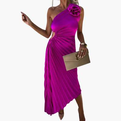 Romantisches Midikleid für Damen – 3D Blumenapplikationen