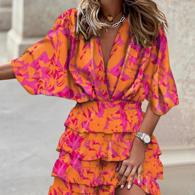 Gaelira - Minikleid mit Rüschen und Blumendruck