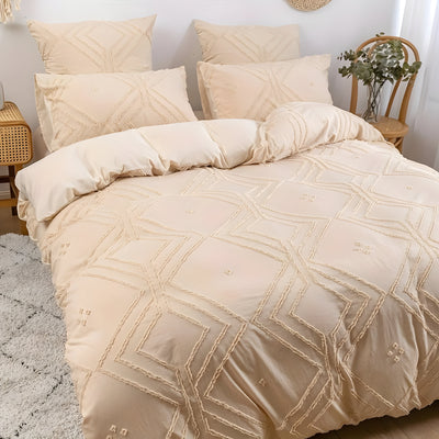 GridLuxe Duvet Set - Ganzjährig Getuftete Gitterbettwäsche