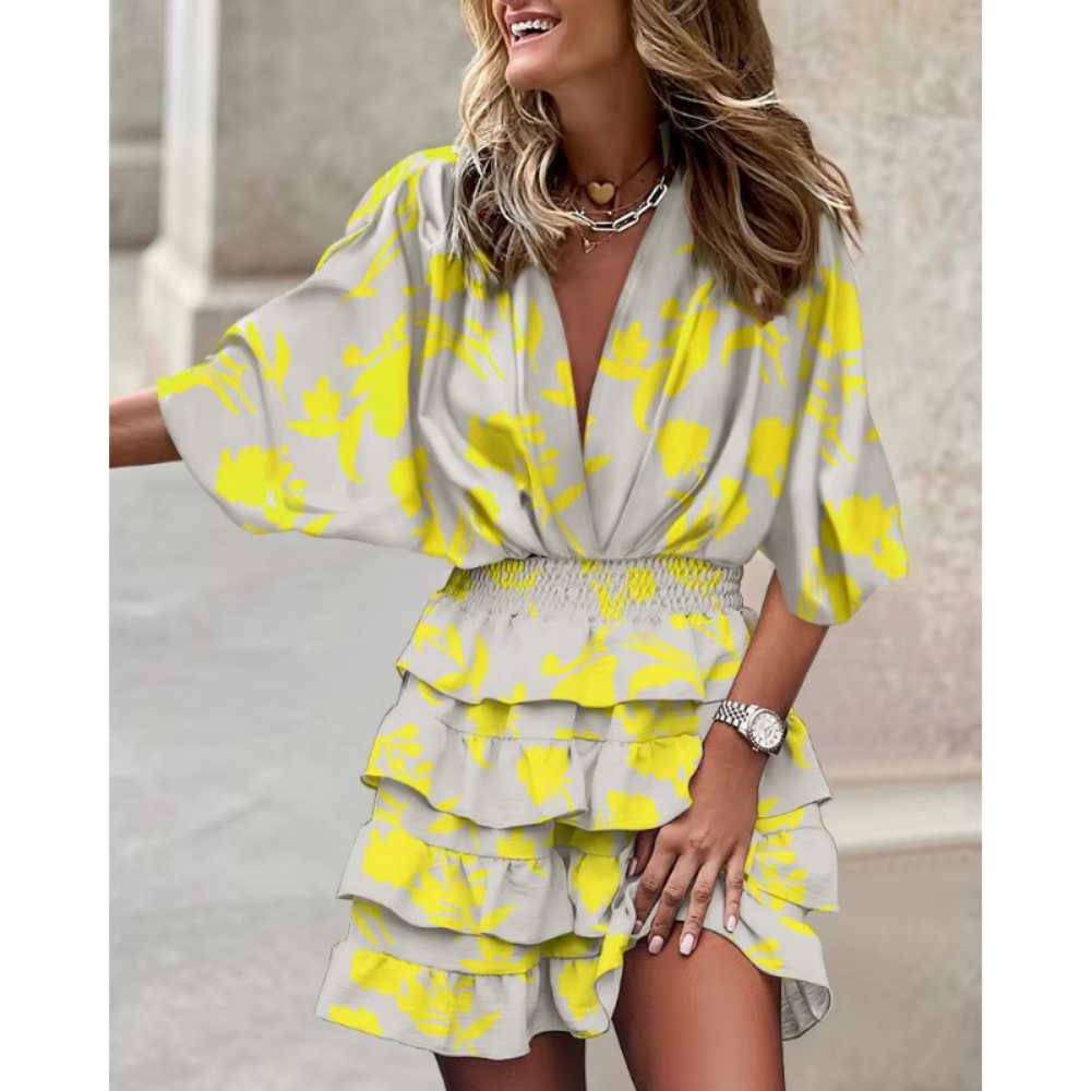 Gaelira - Minikleid mit Rüschen und Blumendruck