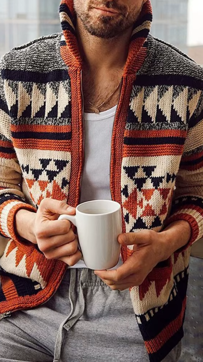 Snow - Gestrickte Strickjacke mit Tribal-Muster