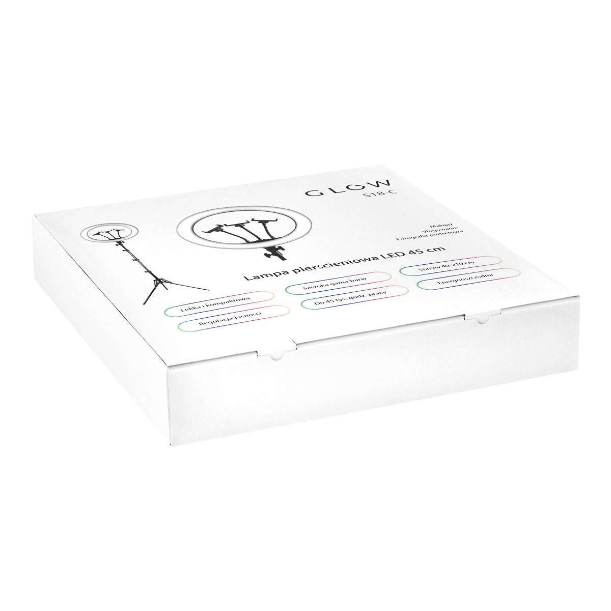 Glowwer ProLight | Professionelle 18" Ringlampe mit höhenverstellbarem Stativ und 45W LED-Beleuchtung