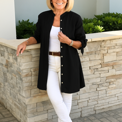 Louise™ | Schlichte Hemdbluse mit Schleifenärmeln