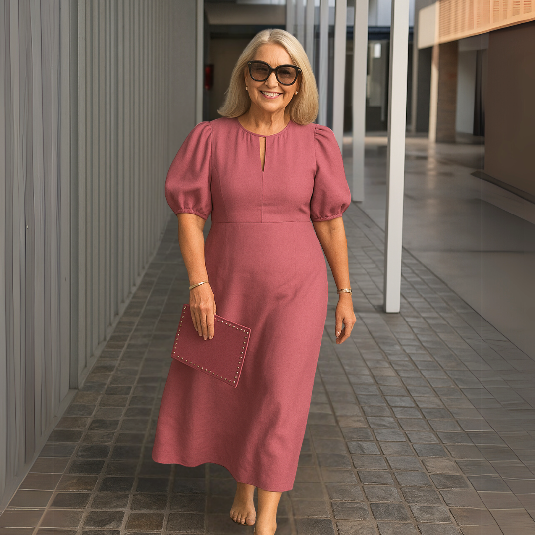 Els™ | Elegantes schlichtes Kleid mit V-Ausschnitt