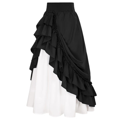Renaissance Elastic Waist Double-Layer Maxi Skirt