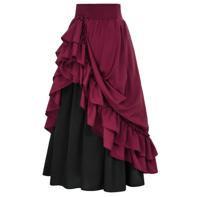 Renaissance Elastic Waist Double-Layer Maxi Skirt