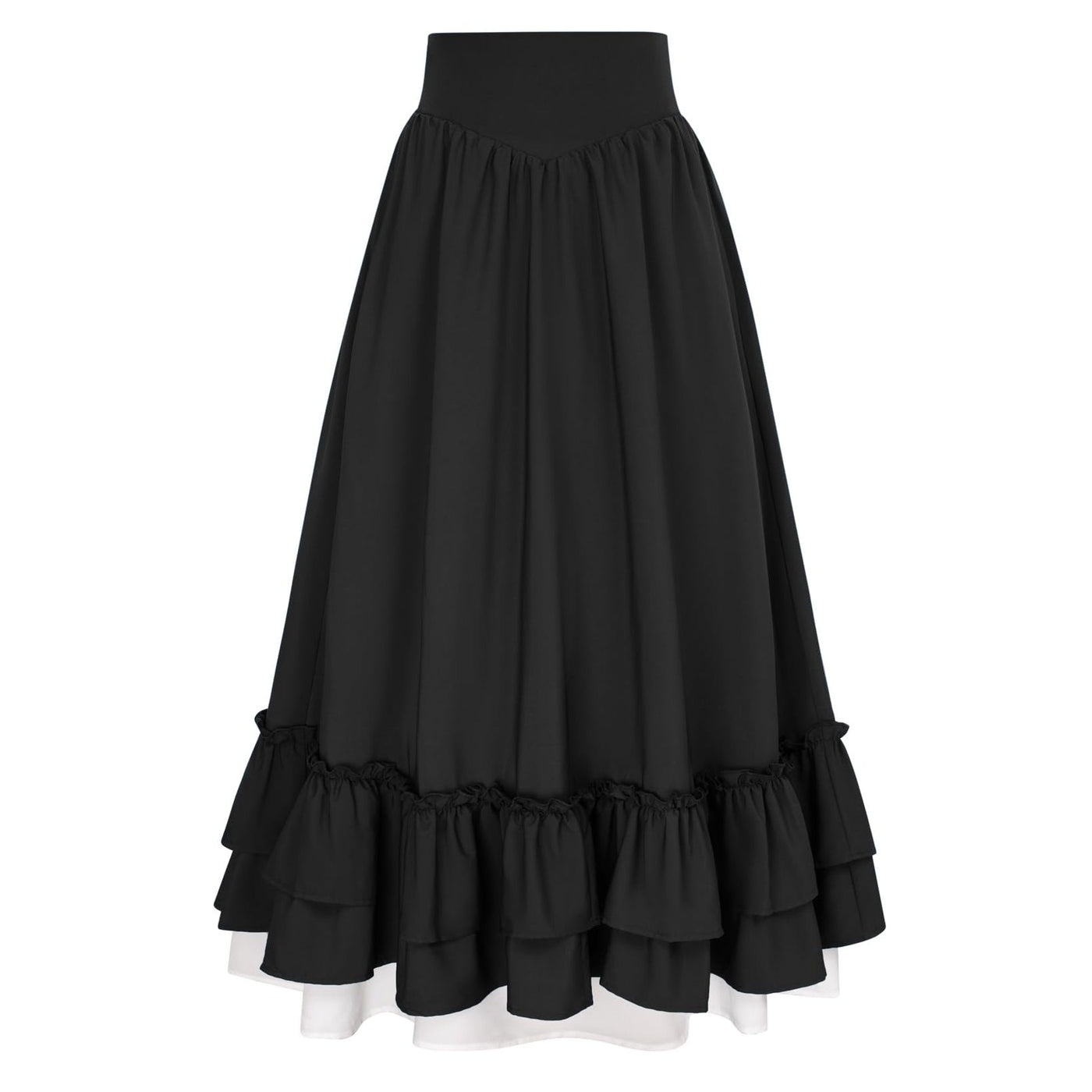 Renaissance Elastic Waist Double-Layer Maxi Skirt