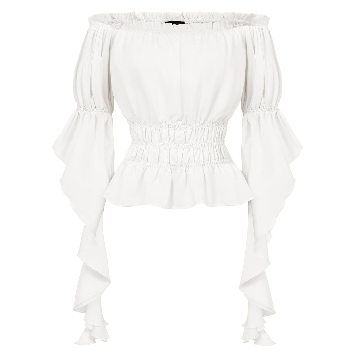 Renaissance Style Ruffle Sleeve Off Shoulder Peplum Blouse